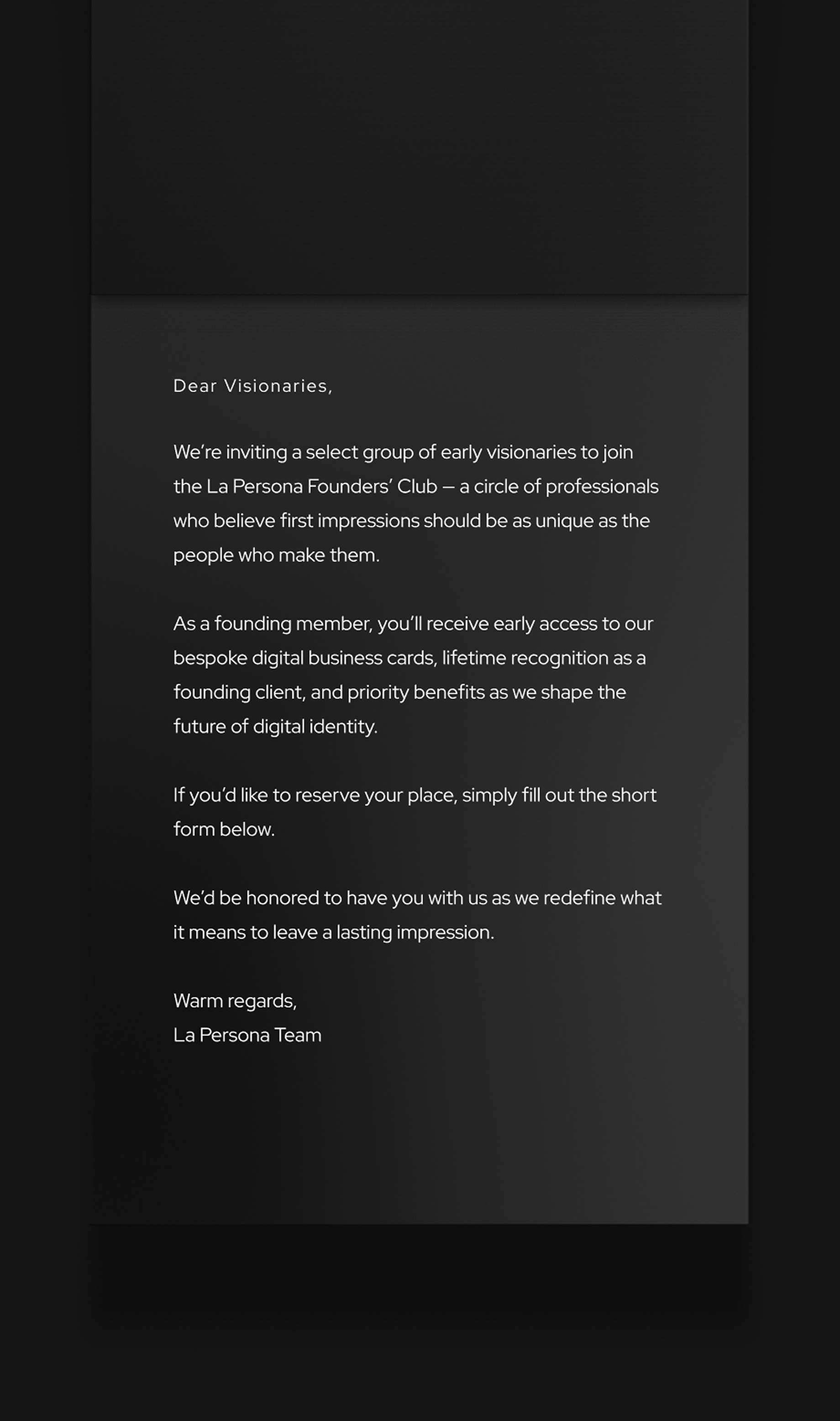 Founders Club Invitation